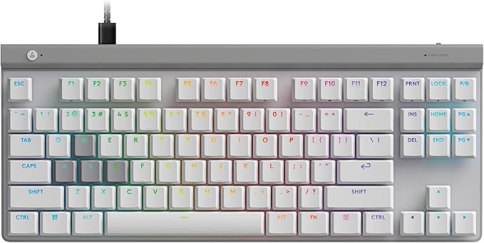 Logitech G515 TKL Rapid Wired Gaming Keyboard (Hall-Effect) - White | Fully customizable PC gaming, analog low-profile switches, ultra-slim design, for USB-A port by Unknown