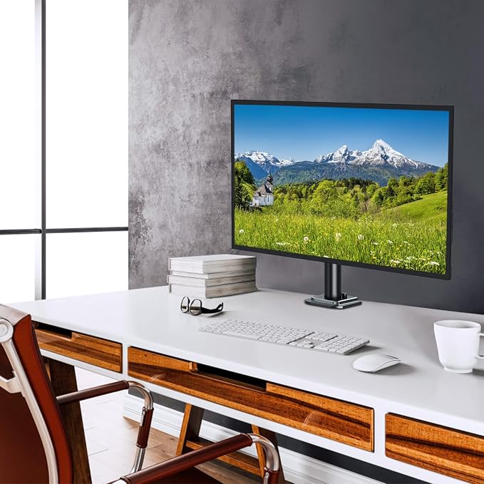 MOUNTUP Single Monitor Mount, Adjustable Monitor Stand for Max 32 Inch Flat Curved Computer Screen, Monitors Arm Desk Mount Fit VESA 75x75& 100x100, up to 17.6lbs, with C-Clamp and Grommet Base, Black - Image 8
