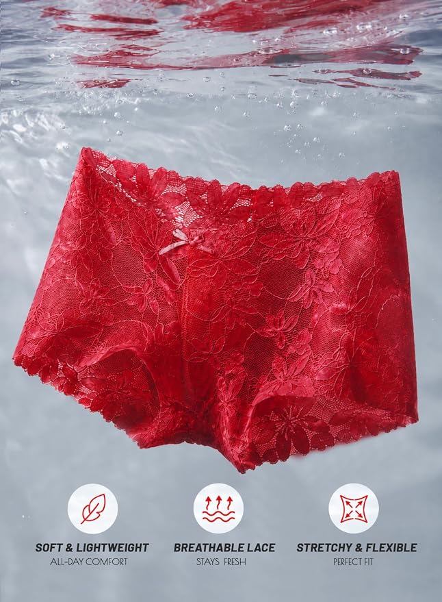 Take Talk Sexy Lace Underwear Panties Lingerie Gift for Women Wife 5 Pack Soft Cheeky Boy shorts Plus Size Underwear Women - Image 7