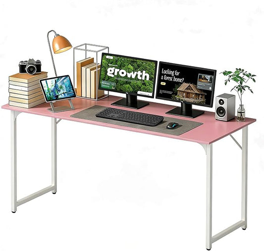 BestOffice Computer Desk,Home Office Desk, Modern Simple Style for Home Office Study Writing (Pink, 55 Inch) by BestOffice