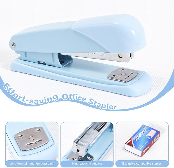 Gawsey Blue Desk Organizers and Accessories with Desk Organizer 360° Rotating Pen Holder and Office Supplies, Cute Stationery Supplies Set - Image 6