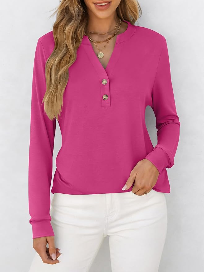 ANRABESS Women's Long Sleeve Shirts 2026 Spring Fashion Dressy Casual Tops Trendy Henley Blouses Cute Work Outfits Clothes - Image 3