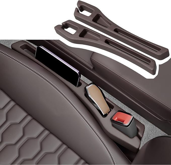 2PCS Car Seat Gap Filler Organizer,2 in 1 Car Gap Filler with Fill and Storage Function for Storing Phones Keys Cards,Universal Multifunctional No Drop Seat Guard for Cars (Brown) - Image 7