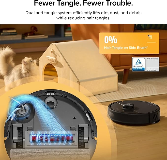roborock Q7 M5+ Robot Vacuum and Mop, Up to 7-9 Weeks Self-Empty, 10000Pa | Upgraded from Q5 Max+, Dual Anti-Tangle System for Pet Hair & Carpet, PreciSense LiDAR Navigation, App Control, Black - Image 4