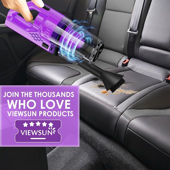 17PCS Car Cleaning Kit, Purple Car Interior Detailing Kit with High Power Handheld Vacuum, Detailing Brush Set, Windshield Cleaner, Cleaning Gel, Complete Auto Accessories for Women Gift - Image 7
