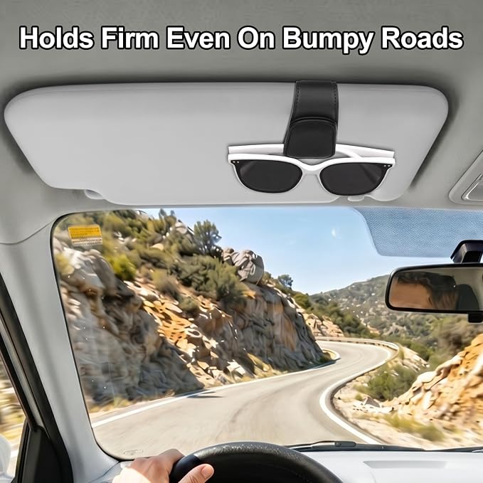 CHOSMOYI 2 Packs Sunglasses Holder for Car, Sunglass Clip for Car Visor, Magnetic Leather Car Eyeglass Holder and Ticket Card Clip, Suitable for Different Size Eyeglasses(Black - Image 7