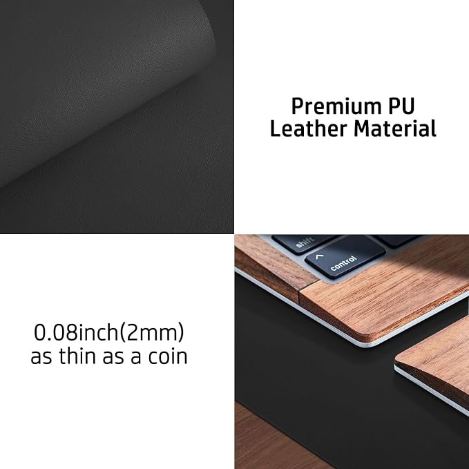 Aothia Leather Office Desk Pad Protector, Non-Slip PU Leather Desk Blotter, Waterproof Laptop Writing Mouse Pad for Office and Home, Black, 31.5" x 15.7" - Image 7