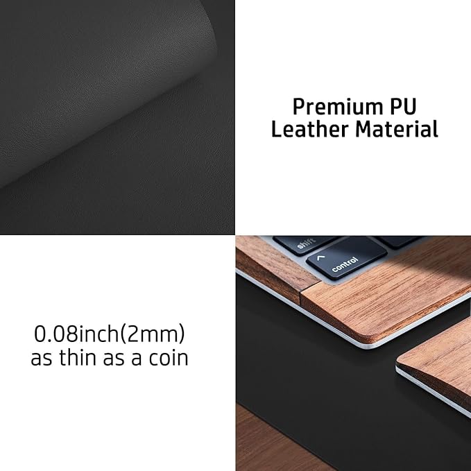 Aothia Leather Desk Pad Protector, Mouse Pad, Office Desk Mat, Non-Slip PU Leather Desk Blotter, Laptop Desk Pad, Waterproof Desk Writing Pad for Office and Home (Black,36" x 17") - Image 8