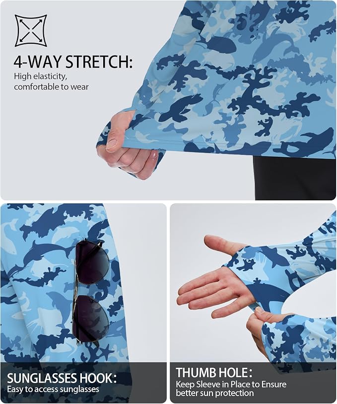 ZITY Men's Sun Protection Shirts Long Sleeve Rash Guard Hoodie UV UPF 50+ Fishing Running Athletic Sweatshirts - Image 3