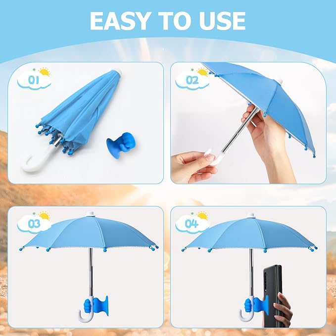 Phone Umbrella Stand, Sun Shade Mini Umbrella for Cell Phone with Adjustable Fist Style Suction Cup, Universal Anti-Glare Sun Visor for Outdoor - Image 3