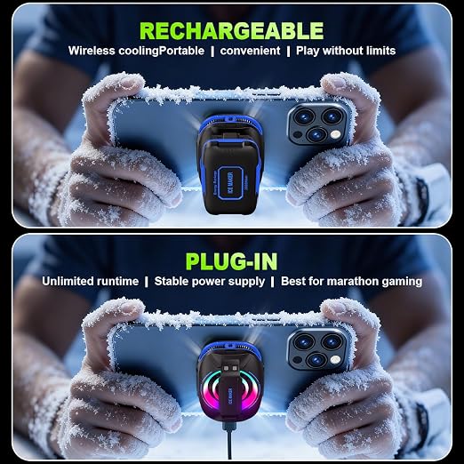 Cell Phone Cooler for Gaming, Magnetic Portable Radiator with RGB Lights, 3000mAh Rechargeable Battery, Compatible with iPhone, iPad, Android - Image 4