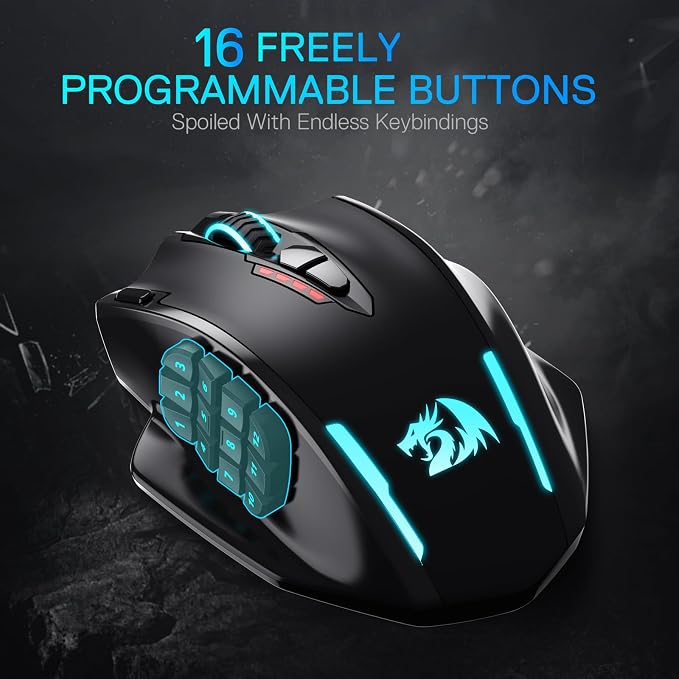 Redragon M913 MAX Wireless MMO Gaming Mouse 26000 DPI Remapping Keys | Cable-Free 0 Delay, Smooth Precise Tracking, Redefine Keybinding Macro, Vibing Backlight, Ergonomic Grip Body Comfort - Image 3