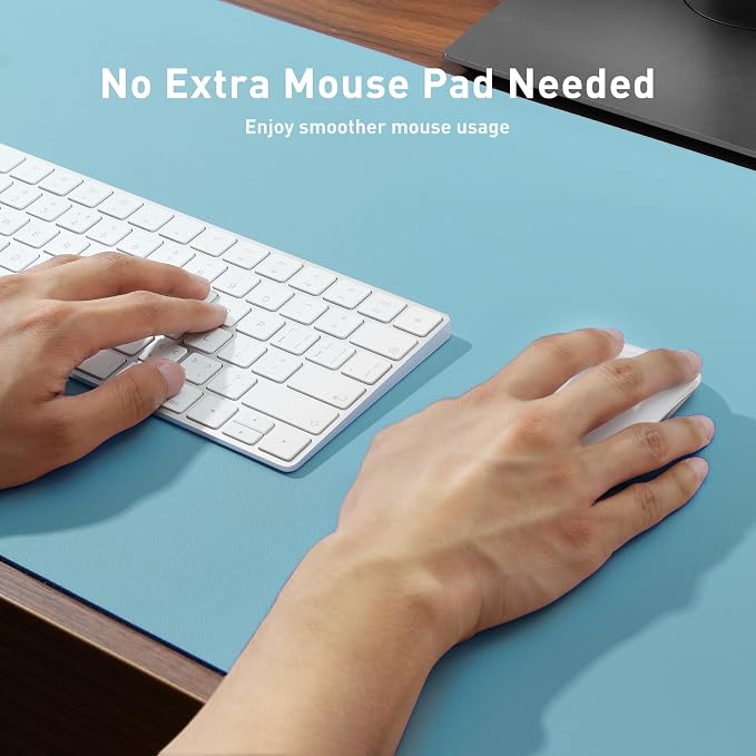 Aothia Large PU Leather Desk Pad Protector – Non-Slip Mouse Pad & Writing Mat for Office/Home, Waterproof, Easy to Clean (31.5" x 15.7", Blue Topaz) - Image 5
