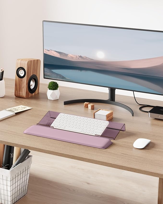 Laborio Computer Keyboard Wrist Rest, Keyboard Riser Stand for Desktop | Rose Pink, Ergonomic Acrylic Keyboard Holder, Non-slip Wrist Pad, Pain Relief for Typing, Multiple Colors - Image 7