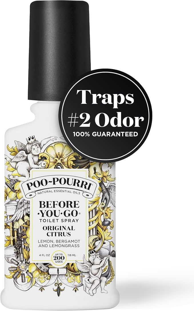 Poo-Pourri Before-You-Go Toilet Spray, Original Citrus, 4 Fl Oz, Up to 200 Uses, Bathroom Odor Deodorizer, Plant-Based with Essential Oils, for Home or Work, Lemon, Bergamot and Lemongrass Scent - Image 2