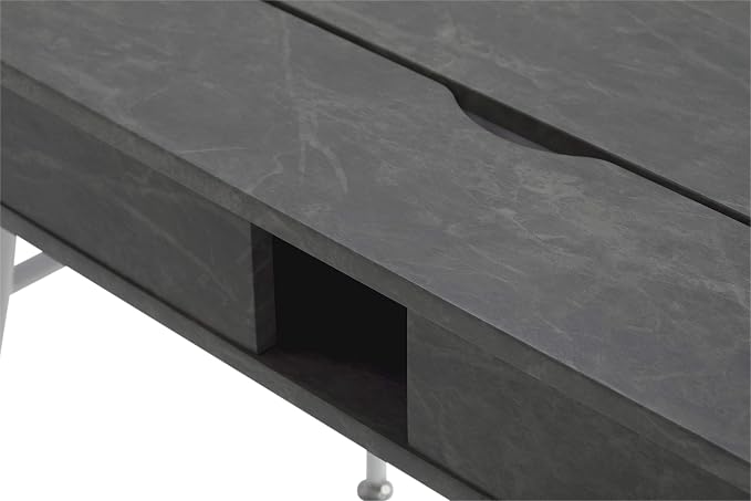 Calico Designs 51252 Alcove Modern Large Split Drawer in White/Cement Gray Desk with Storage - Image 9