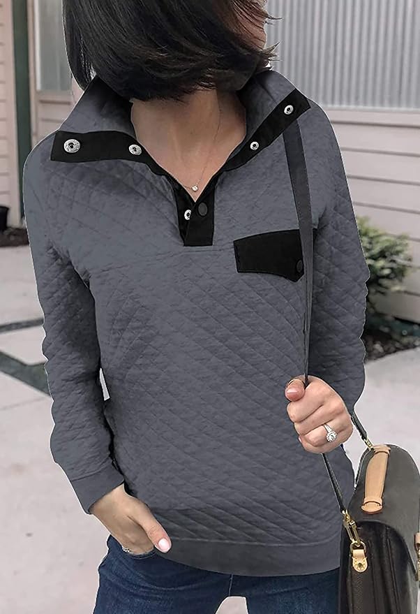 BTFBM Women Fashion Quilted Pattern Lightweight Zipper Long Sleeve Plain Casual Ladies Sweatshirts Pullovers Shirts Tops - Image 3