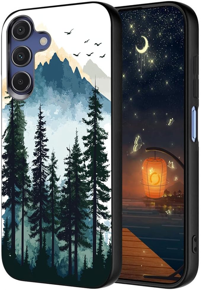 Designed for Galaxy A17 5G Phone Case,Slim Silicone Shockproof Protective Case for Galaxy A17 5G 6.7 inch,Watercolor Forest Mountains by Unknown