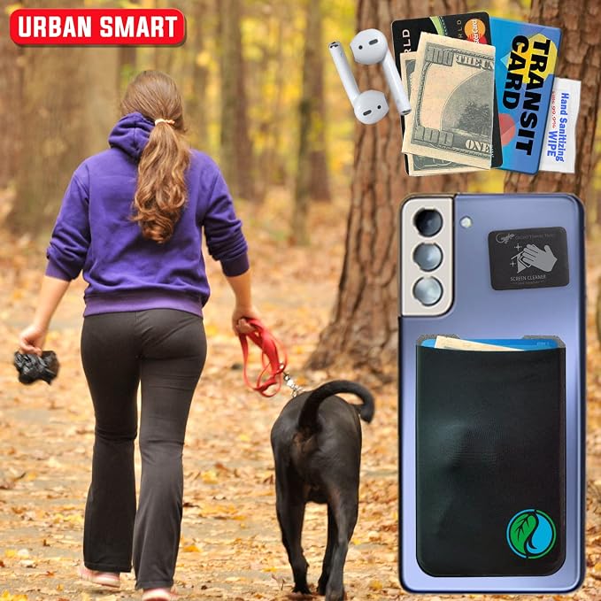 Phone Wallet - Adhesive Card Holder - Cell Phone Pouch - Stick on Lycra Pocket by Gecko - Carry Credit Cards and Cash - Image 3