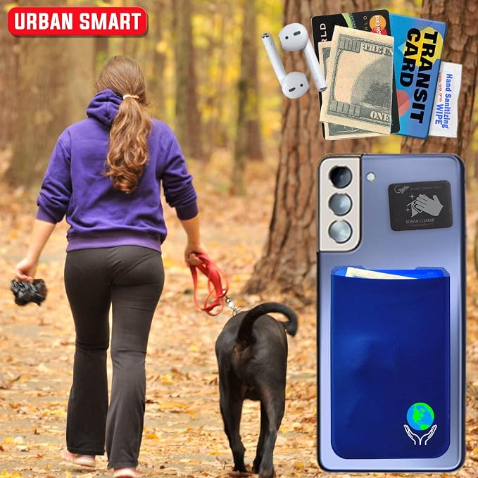 Phone Wallet - Adhesive Card Holder - Cell Phone Pouch - Stick on Lycra Pocket by Gecko - Carry Credit Cards and Cash - Image 5