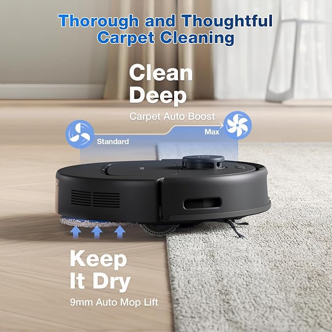 ECOVACS DEEBOT N30 Omni Robot Vacuum and Mop, 10000Pa Suction, TruEdge Adaptive Edge Mopping, ZeroTangle 2.0 Technology, Hot Air-Drying, Self-Emptying, Auto-Lift Mopping, Obstacle Avoidance - Image 5