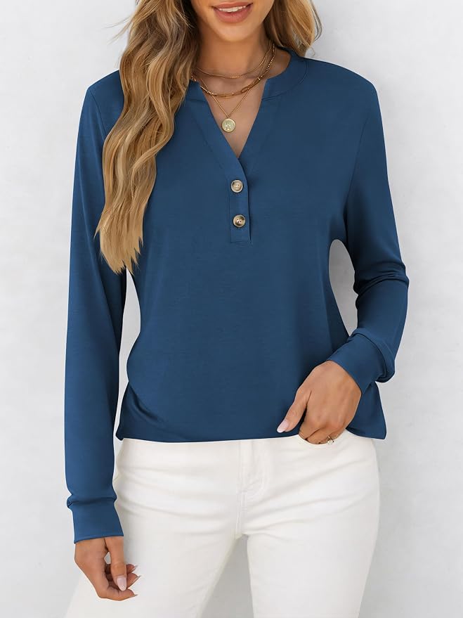 ANRABESS Women's Long Sleeve Shirts 2026 Spring Fashion Dressy Casual Tops Trendy Henley Blouses Cute Work Outfits Clothes - Image 3