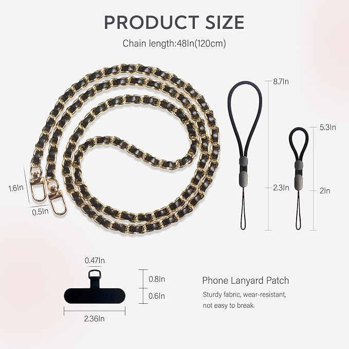 Universal Crossbody Patch Phone Lanyards - 2 Pads, 1 Leather Phone Strap, 1 Adjustable Finger Strap - Compatible with Most Smartphones (48in) - Image 3