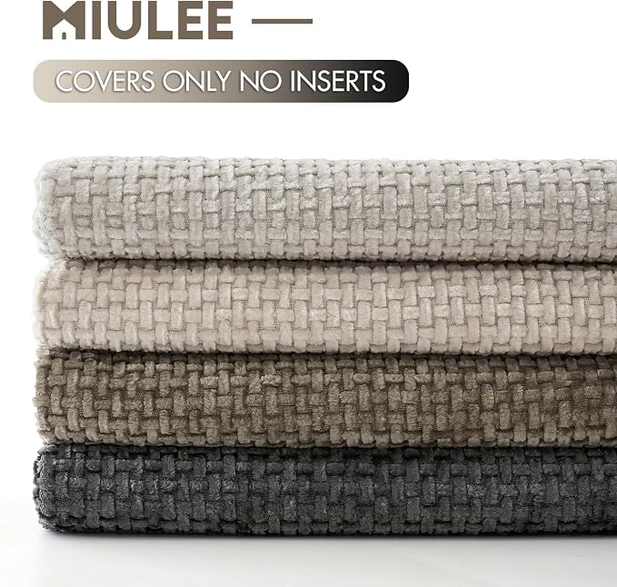 MIULEE Pack of 4 Couch Throw Pillow Covers 24x24 Inch Neutral Soft Decorative Chenille Pillow Covers Farmhouse Boho Accent Cushion Covers for Mid Century Modern Spring Decor Sofa Bedroom Living Room - Image 6