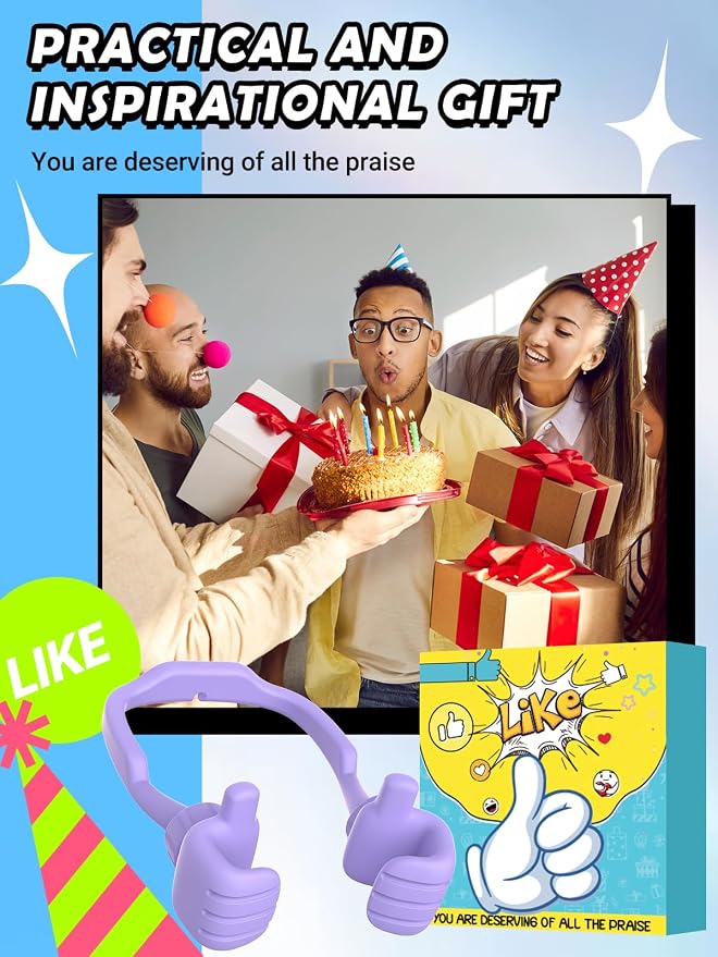 Gifts for Adults Men Women Teens: Girls Boys Gifts for Kids Thumbs Up Lazy Cell Phone Stand Holder for Desk Funny Gift for Dad Mom Wife Husband Teenage Stocking Stuffers Cool Gadget Trendy Stuff - Image 3