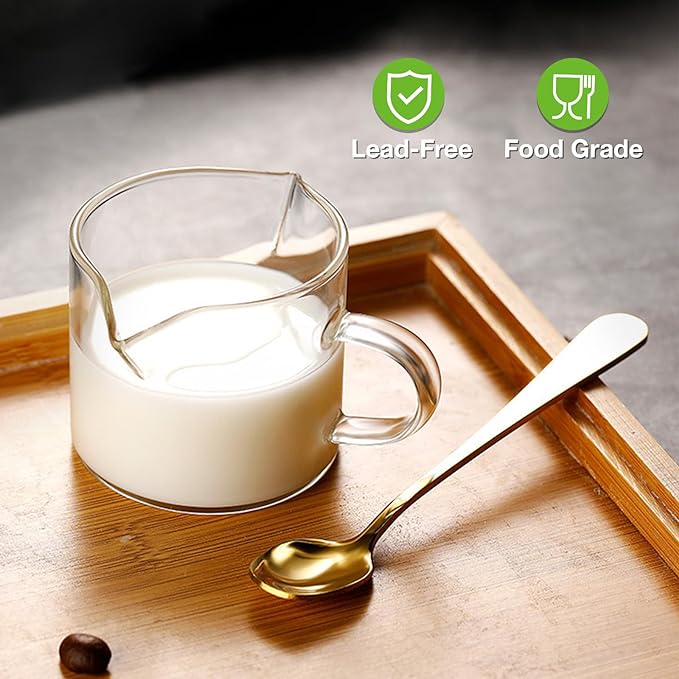 Qipecedm Espresso Cups Set of 2, 4 OZ Double Spouts Cups, Shot Glasses, Milk Cup with Handle, Clear Glass, Espresso Accessories for Machine, Small - Image 5