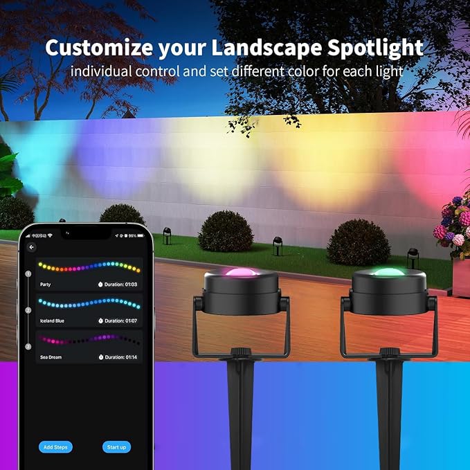 HISTAR Low Voltage Landscape Lighting with Bluetooth App Control & Remote, Outdoor Spot Lights for Fence Tree Pathway Lawn Decor, IP65 Waterproof All-in-One Permanent Outdoor Lights (6pack-RGBW) - Image 2