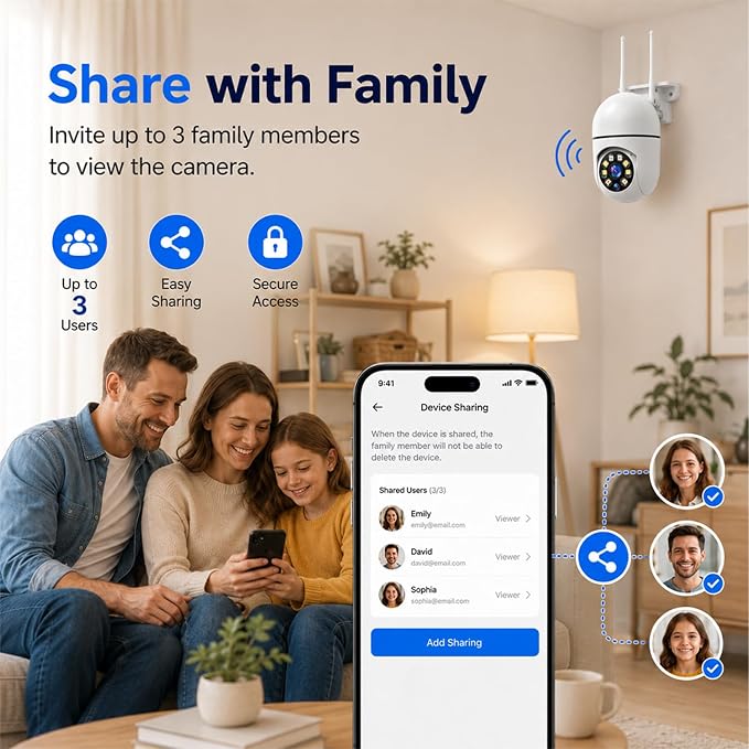 Hawkray Plug-In Indoor Security Camera, 1080P HD WiFi Cam, 360° Pan Tilt, 2.4&5GHz Dual Band, Color Night Vision, AI Human Detection, 2-Way Audio, 24/7 Recording, Smart Home Monitor for Baby Pet Elder - Image 8