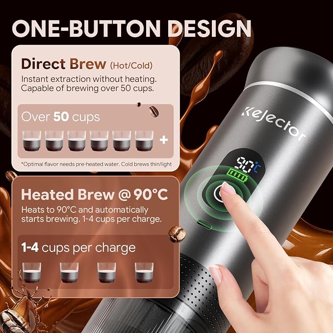 Portable Coffee Maker Espresso Machine Cafetera Portatil Personal Rechargeable Coffee Maker Small for Travel Camping usb-c Battery Espresso Maker, 3-IN-1 Compatible with Ground Coffee & NS Capsule - Image 2