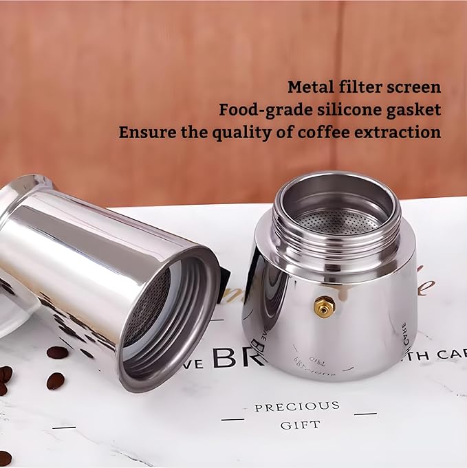 Stainless Steel Moka Pot, Gas/Electric Stovetop Espresso Maker, Percolator Coffee Pot Italian Percolator Cuban Café Brewing, Greca Coffee Maker (12CUP 600ml) - Image 3