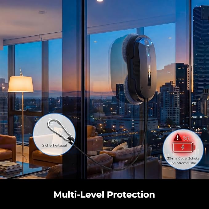 Tosima X1 Window Cleaning Robot – Dual-Nozzle Ultrasonic Water Atomization, 85 ml Visible Water Tank, Automatic Window Cleaner for Large & Small Windows - Image 7