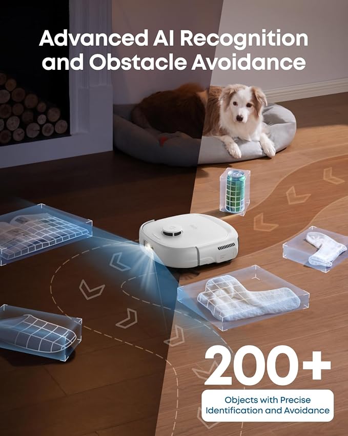 eufy E25 Robot Vacuum and Mop Combo, 20,000 Pa, HydroJet Roller Mop | Extendable Side Brush, All-in-One Station, AI Obstacle Avoidance, Zero-Tangle Design, Edge-to-Corner Cleaning, White - Image 9
