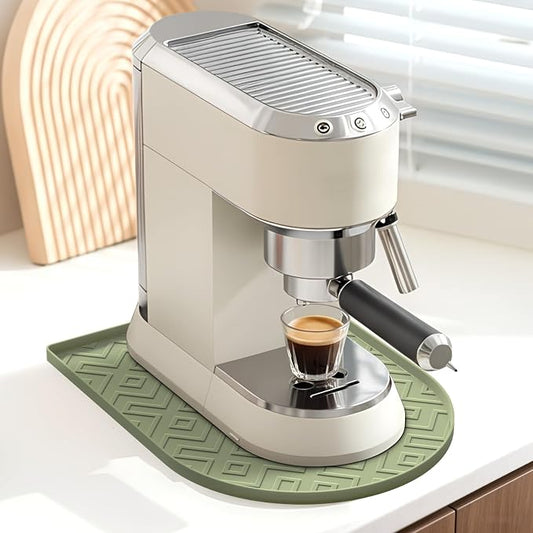 Silicone Coffee Mat,15.8"x 11.8"in Bar Mat for Countertop,Heat-Resistant,Non-Slip,Leak-Proof,Fit for Coffee Maker/Espresso Machine-Green by KeytoVibrantRelaxingGracefulHomes