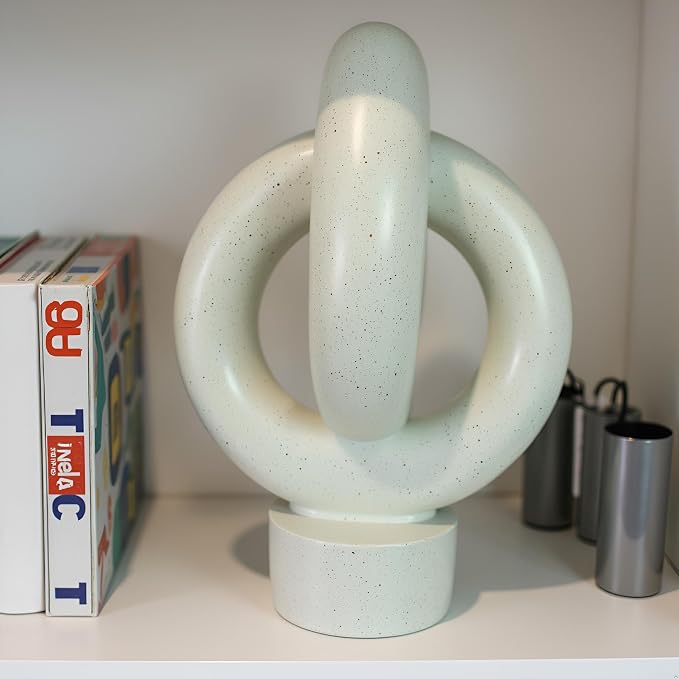 12" Modern Abstract Ring Decorative Sculpture, Knot Sculptures,Home Decor,Coffee Table Statues,Dining Living Room Desk Decor,Light Gray - Image 7