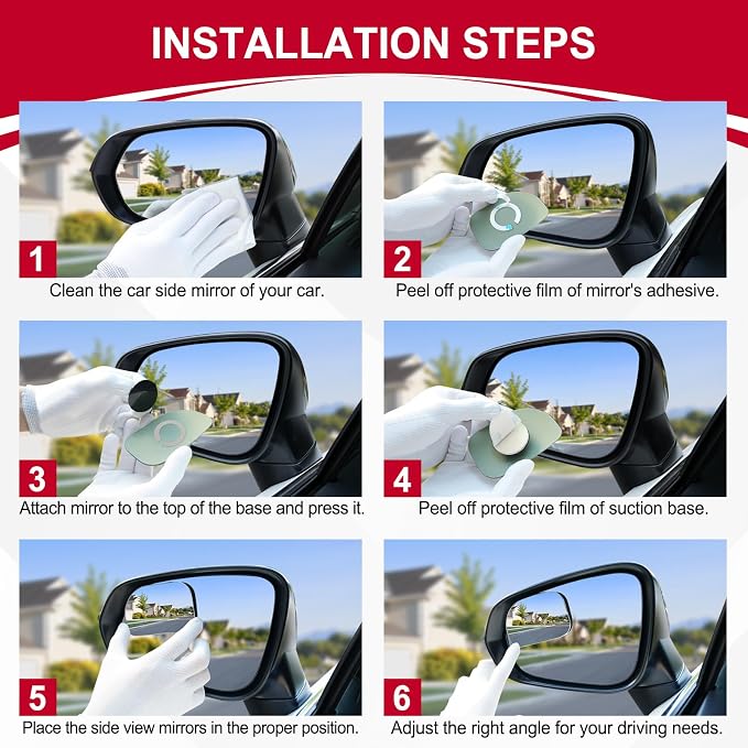 LivTee XLarge Blind Spot Mirror, Rounded Rectangle HD Glass Frameless Convex Rear View Mirrors Exterior Accessories with Wide Angle Adjustable Stick for Car SUV and Trucks, Pack of 2 - Image 4