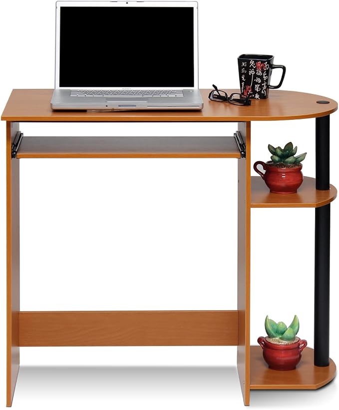 Furinno Simplistic Easy Assembly Computer Desk, With Keyboard Tray, Light Cherry/Black - Image 4