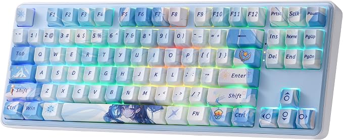 Redragon K707 PRO SE 80% Wireless Gasket RGB Gaming Keyboard, 3-Modes 87 Keys TKL Anime Mechanical Keyboard w/Hot-Swap Socket, Dye-Sub PBT Keycaps & 5-Layer Noise Dampening, Custom Linear Switch by REDRAGON
