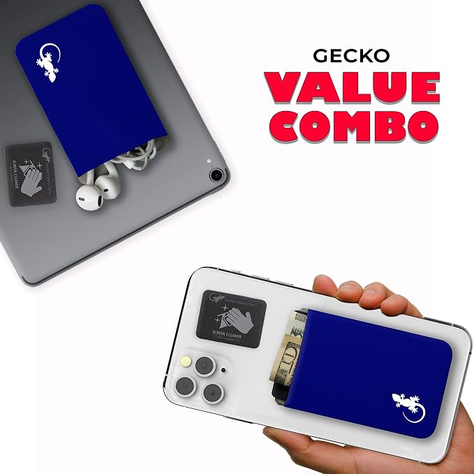 Phone Wallet - Adhesive Card Holder - Cell Phone Pouch - Stick on Lycra Pocket by Gecko - Carry Credit Cards and Cash - Image 2