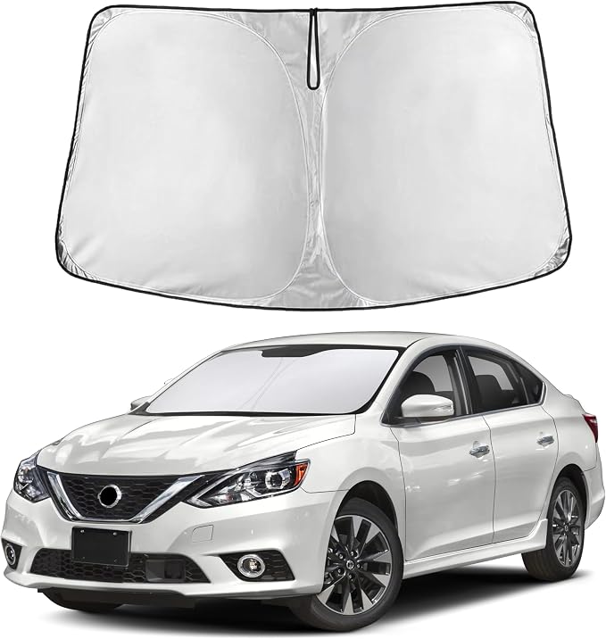 EcoNour Windshield Sunshade Compatible for Nissan Sentra 2013-2017 2018 2019, Sun Visor for Front Windshield & Window Sun Shade Cover, UV Heat Blocker & Protector, Car Accessories by EcoNour