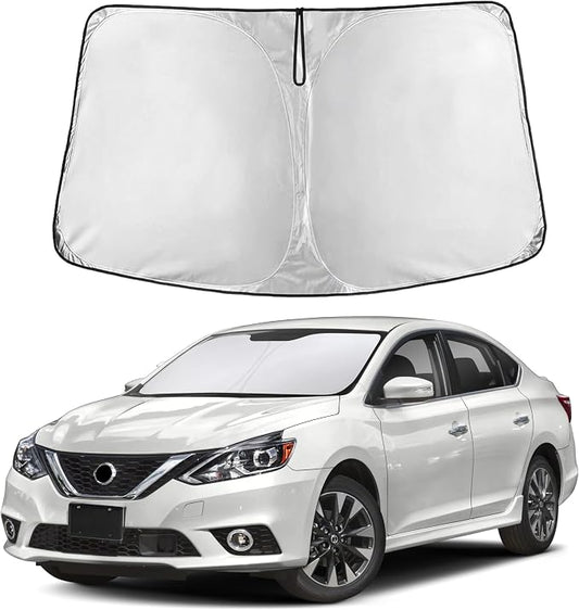 EcoNour Windshield Sunshade Compatible for Nissan Sentra 2013-2017 2018 2019, Sun Visor for Front Windshield & Window Sun Shade Cover, UV Heat Blocker & Protector, Car Accessories by EcoNour