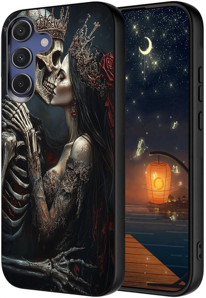 Designed for Galaxy S25 FE Phone Case,Slim Silicone Shockproof Protective Case for Galaxy S25 FE 6.7 inch,Skeleton Couple Love Scene by Unknown