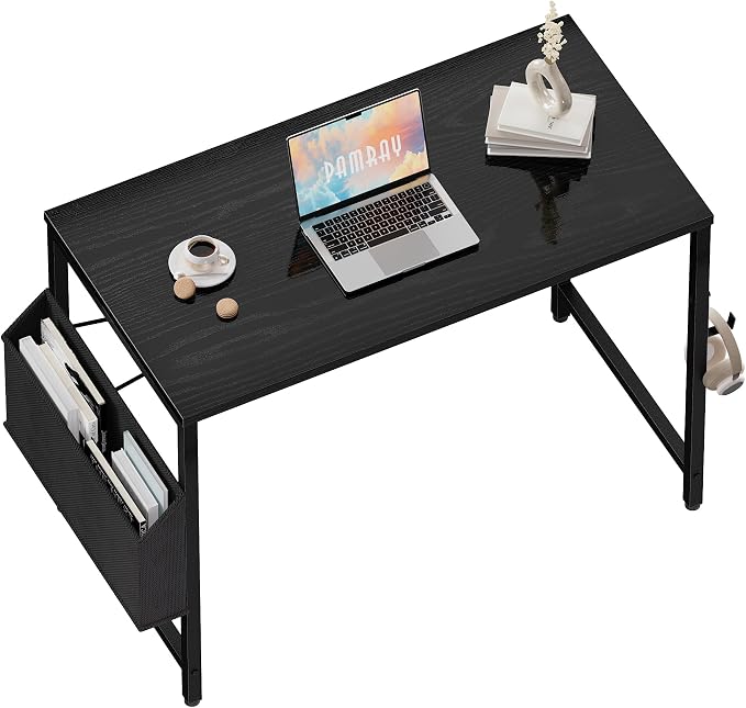 Pamray 32 Inch Computer Desk for Small Spaces with Storage Bag, Home Office Work Desk with Headphone Hook, Small Office Desk Study Writing Table by PAMRAY