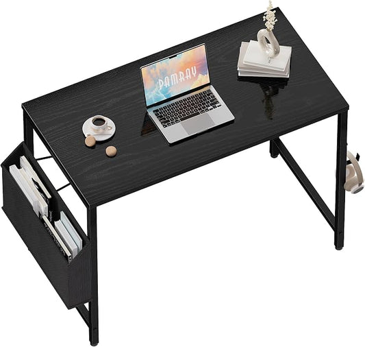 Pamray 32 Inch Computer Desk for Small Spaces with Storage Bag, Home Office Work Desk with Headphone Hook, Small Office Desk Study Writing Table by PAMRAY