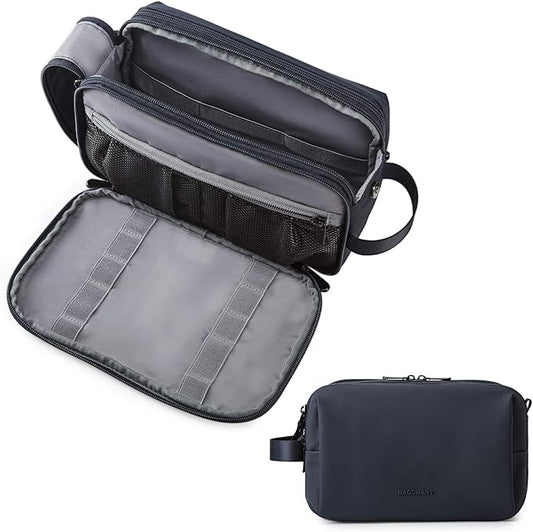 BAGSMART Toiletry Bag for Men, Travel Toiletry Organizer Dopp Kit Water-resistant Shaving Bag for Toiletries Accessories, Door Room Essentials,Navy Blue-medium by BAGSMART