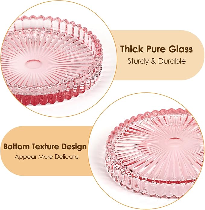 Modern Clear Coaster Set of 5- Glass Coasters for Drinks Crystal Coasters Round Cup Coaster Coffee Table Decor for Office, Kitchen, Bar, Dining Room, Living Room, Patio(Clear Pink) - Image 4