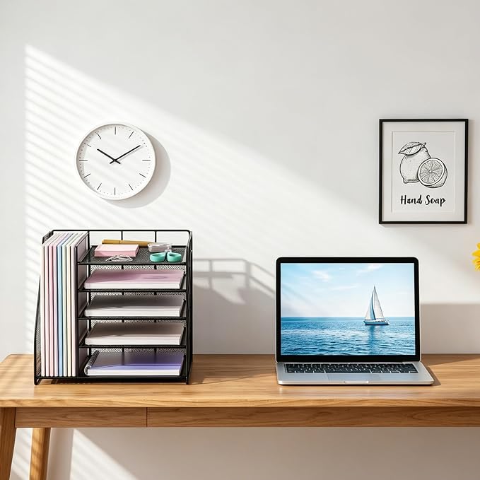 OPNICE 5-Tier Desktop File Paper Organizer, Desk Organizers and Accessories, Office Desk Accessories & Workspace Organizers for Home Office Supplies, Black - Image 6